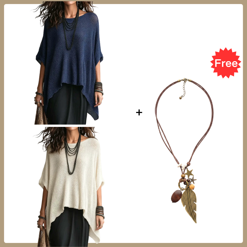 ⌛Limited-Time Offer-✨Women’s Hollow-Out Batwing Sleeve Knit Top