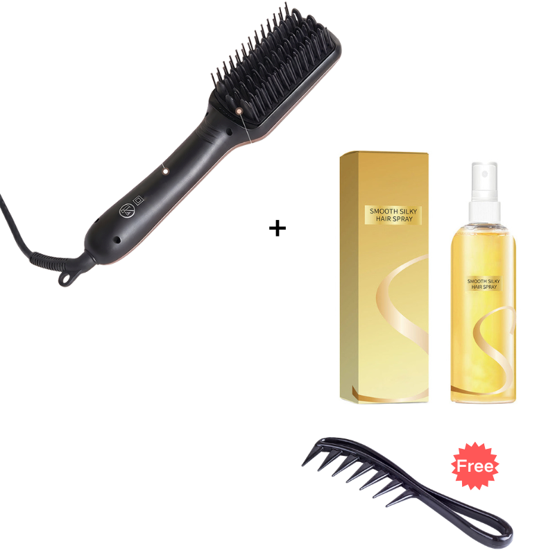 💇♀️Negative Ion 2-in-1 Hair Straightener Brush– Frizz-Free Fast Styling Hair Tool ✨