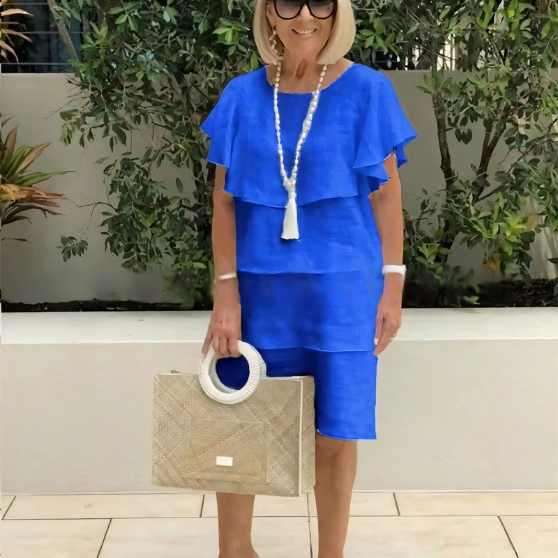 🌸Spring Specials💐 Ruffle Short Sleeve Knee-Length Chiffon Dress
