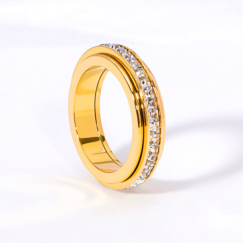 ⏳Christmas Time-Limited Special⏰Titanium Steel Rotatable Spinner Ring with Zirconia