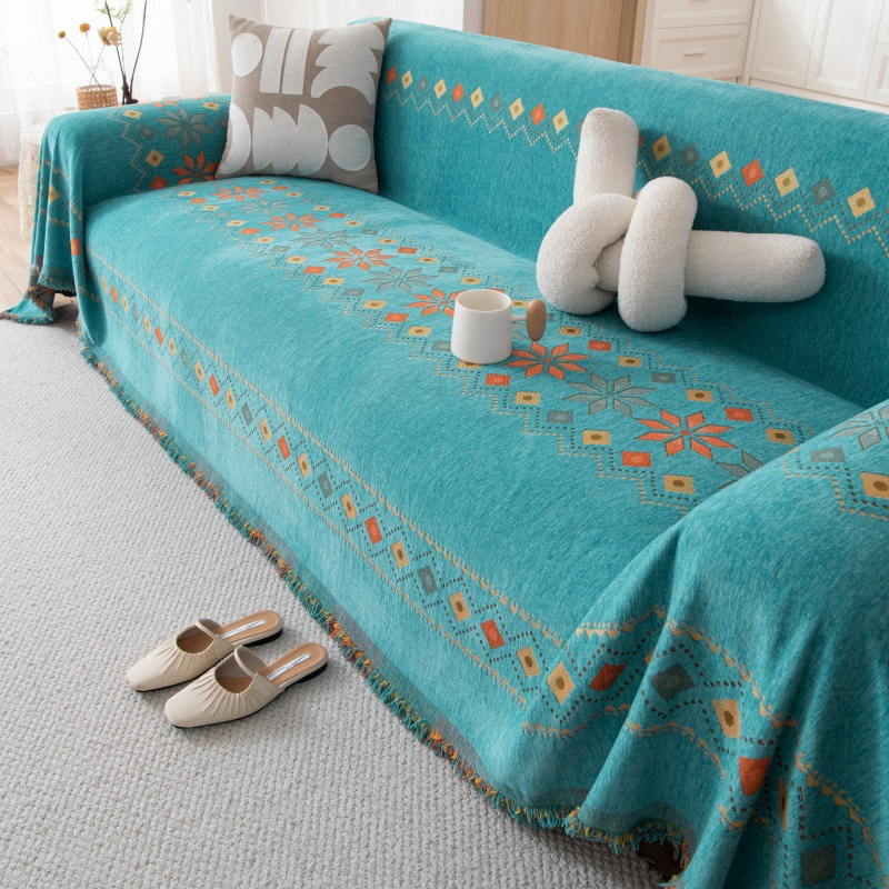 🌟 Hot Sale 50% OFF 🛋️ Bohemian-Style Sofa Cover 💝 Fringe Trim Reversible Design