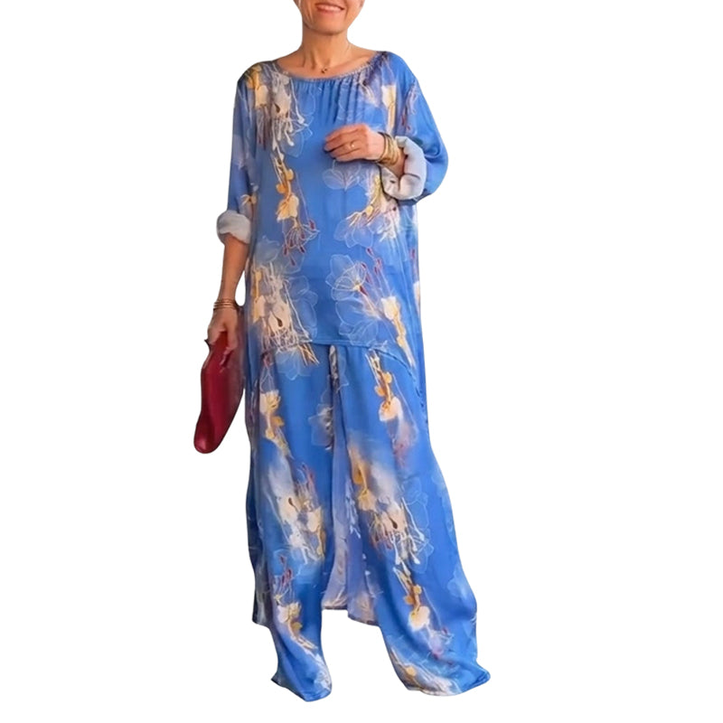 Women's Floral Print Asymmetrical Tunic & Pants Set ✈️ Free Shipping