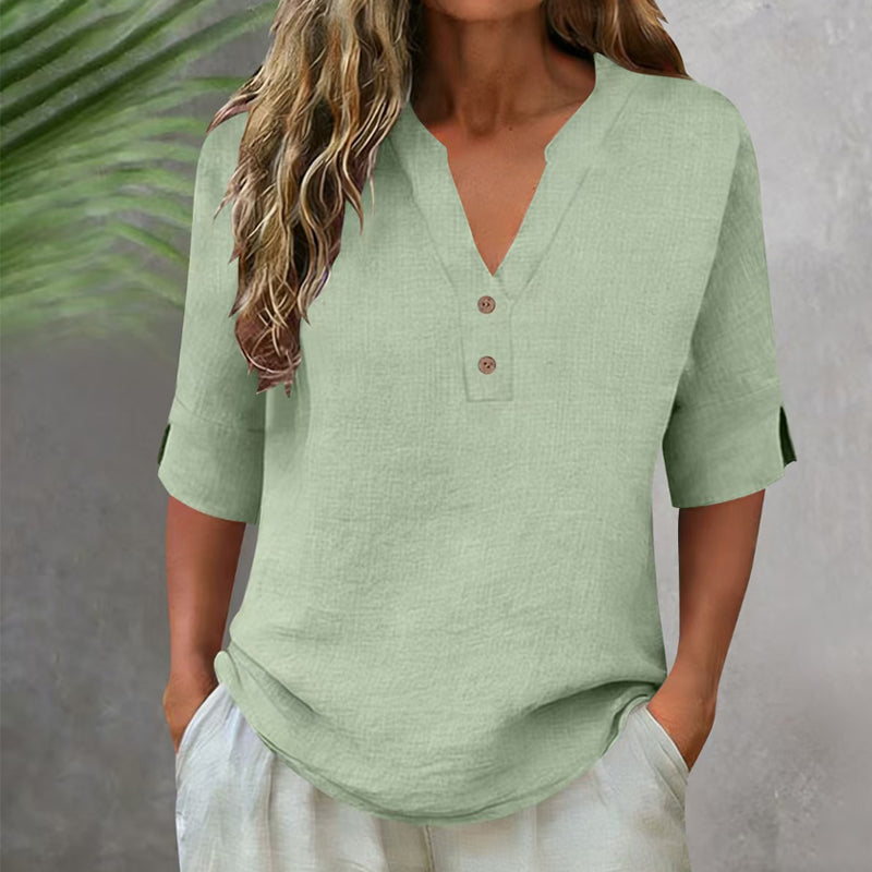💥✨Limited-time 50% Off Special Offer 💫Women's Casual V-Neck Button Top