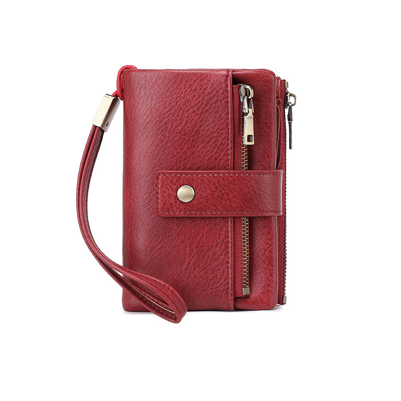 Women's Retro Style RFID Blocking Tri-fold Wallet