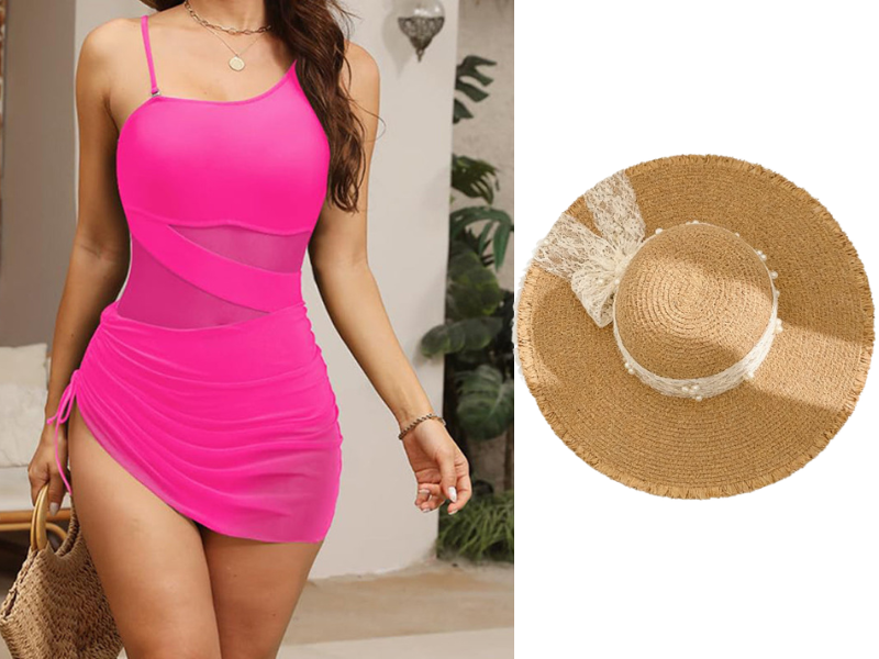 💎 51% OFF! 💎 Women's Sexy One-Piece Swim Dress – Ruched Slim Fit, High-Waisted Tummy Control & Sheer Mesh Detail 🩱✨