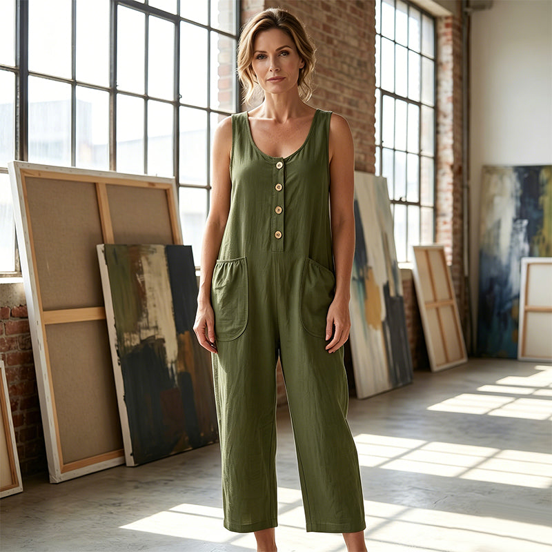 🌿Women's Sleeveless Wide-Leg Jumpsuit with Pockets– Chic, Comfy & Effortless