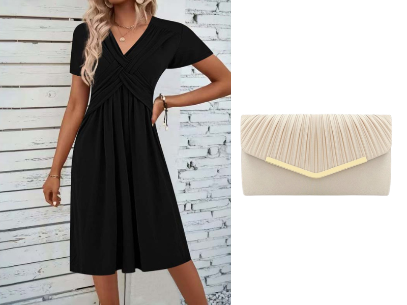 🔥 Limited-Time Sale – Up to 50% OFF✨Women's V-Neck Cross-Front Pleated Dress