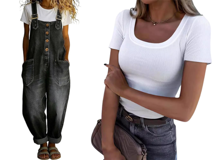 👖Women's Casual Baggy Denim Overalls with Pockets– Relaxed Style, All-Day Comfort✨