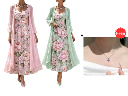 🌸👗Women's Elegant Two-Piece Floral Dress Set – Perfect Summer Holiday Look✨