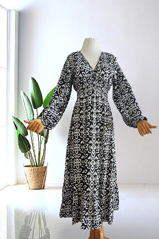 🔥Hot Sale - 50% OFF ✨ Casual Print V-neck Long Dress – Effortless Elegance For Sunny Days & Special Moments 🌸
