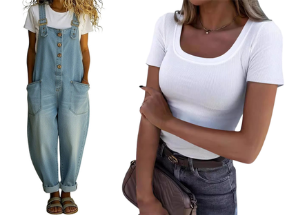 👖Women's Casual Baggy Denim Overalls with Pockets– Relaxed Style, All-Day Comfort✨