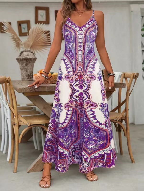 ⏳🔥2026 Hot Sale🎁Women’s Retro Print V-Neck Sleeveless Maxi Dress🔥Buy 2 Get Free Shipping🔥