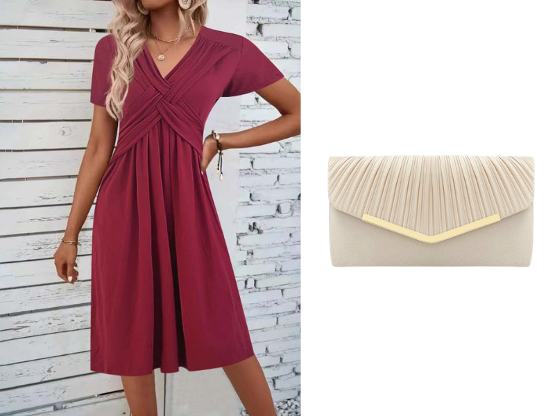 🔥 Limited-Time Sale – Up to 50% OFF✨Women's V-Neck Cross-Front Pleated Dress