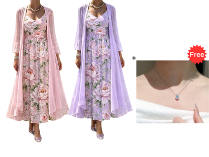 🌸👗Women's Elegant Two-Piece Floral Dress Set – Perfect Summer Holiday Look✨