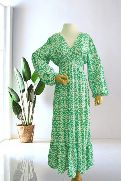 🔥Hot Sale - 50% OFF ✨ Casual Print V-neck Long Dress – Effortless Elegance For Sunny Days & Special Moments 🌸