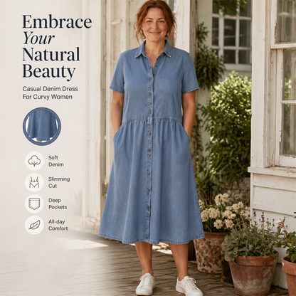 👗Women's Elegant & Casual Denim Shirt Dress – Effortless Everyday Chic ✨