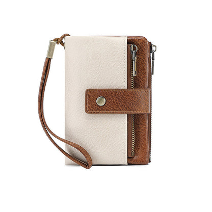 Women's Retro Style RFID Blocking Tri-fold Wallet