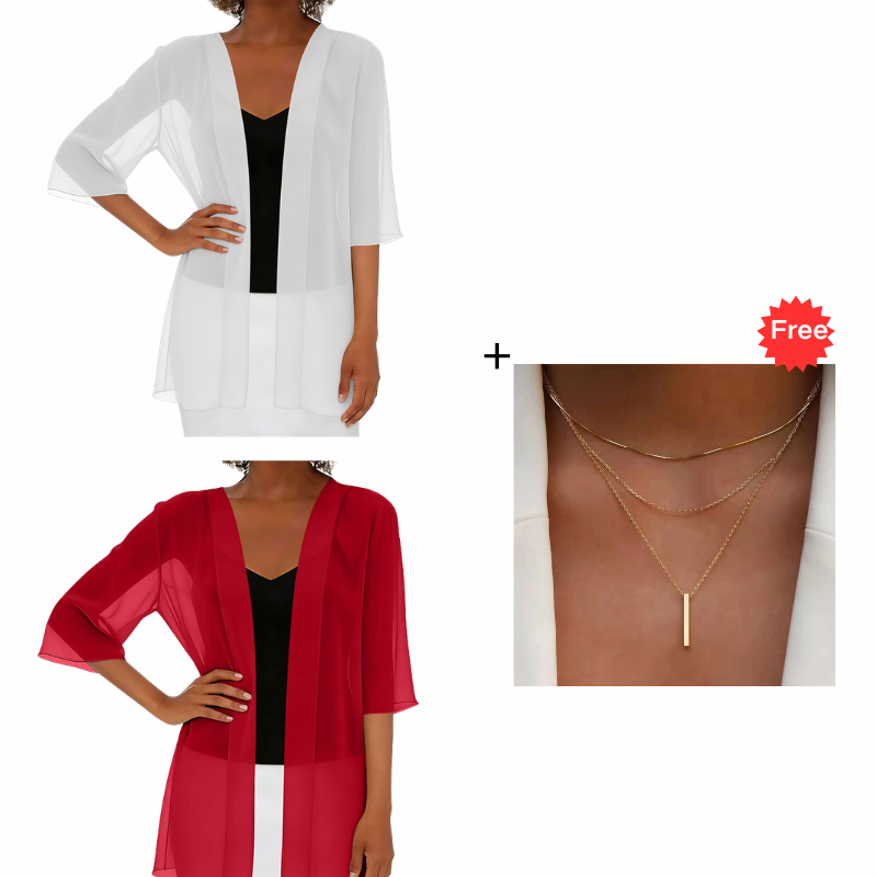 🏆LAST DAY SALE: ONLY ￡12.8!!🎁✨Women's Chiffon Open Front Cardigan Loose– Soft & Breathable🔥