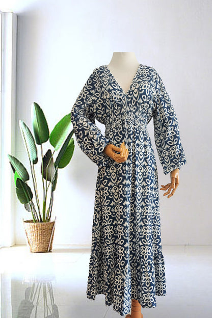 🔥Hot Sale - 50% OFF ✨ Casual Print V-neck Long Dress – Effortless Elegance For Sunny Days & Special Moments 🌸
