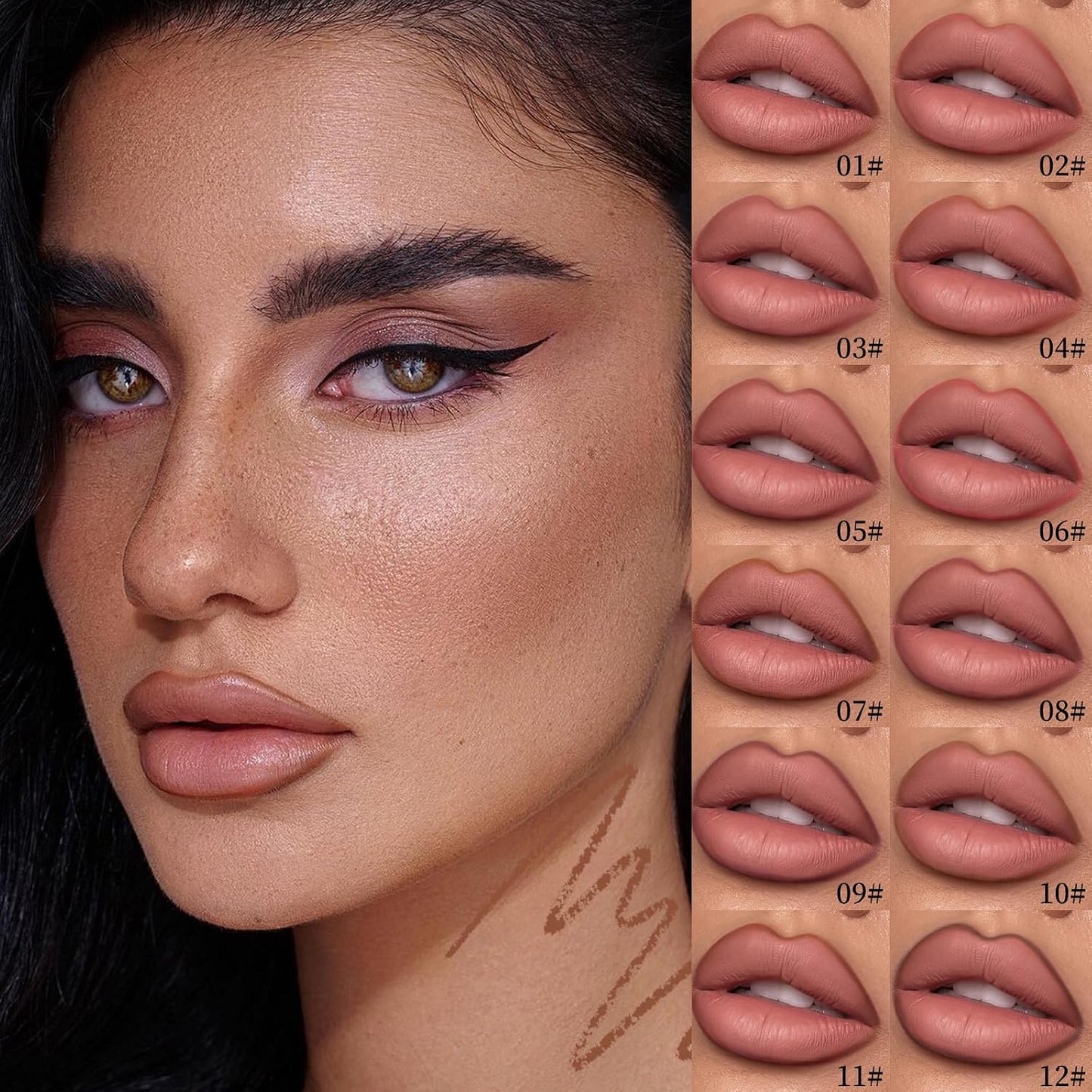 🔥Hot Sale Deals- 12-Color Matte Lipstick & Lip Liner Set (Wood-Cased)– Create Perfectly Defined Lips For Every Look ✨