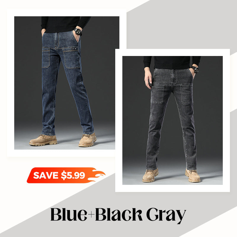 🔥 Men’s Slim Fit Jeans with 6 Functional Pockets – Style Meets Utility!