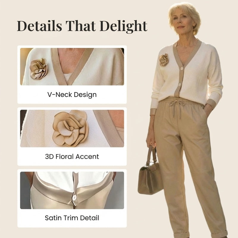 🔥Limited-time offer-Women’s Casual V-Neck Top & High Waist Pants 2-Piece Set🚛Free Shipping
