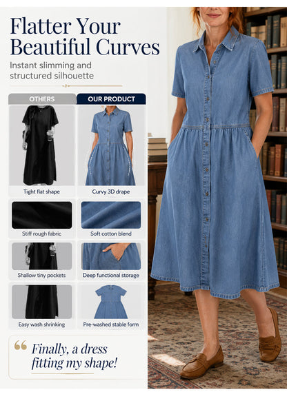 👗Women's Elegant & Casual Denim Shirt Dress – Effortless Everyday Chic ✨
