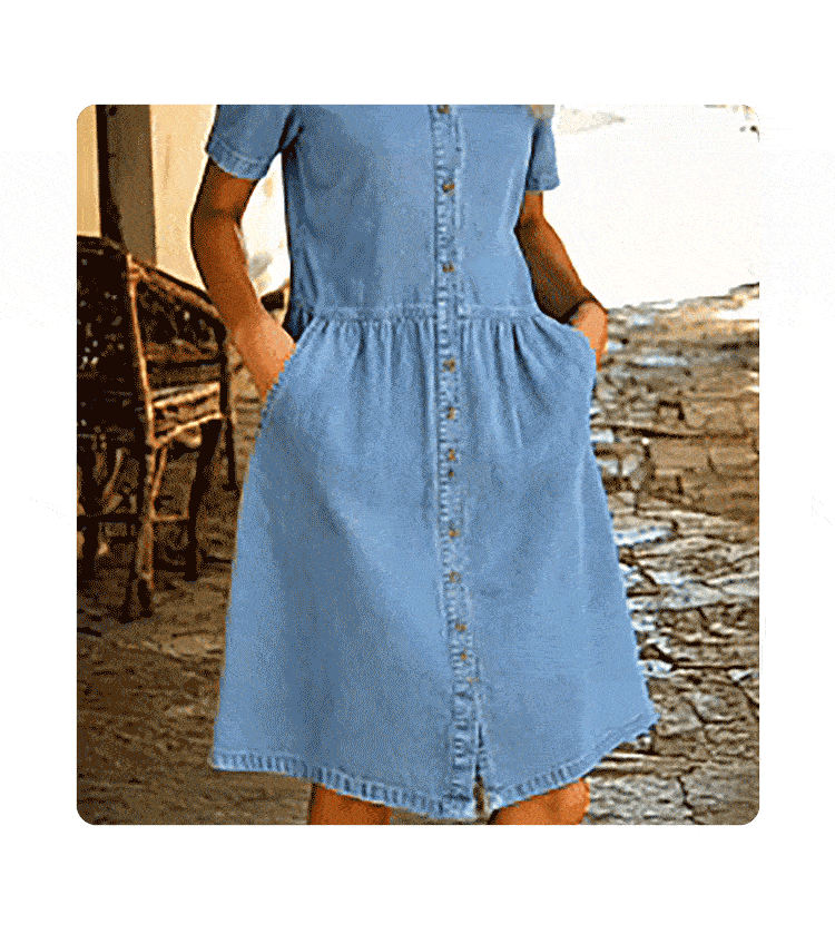 👗Women's Elegant & Casual Denim Shirt Dress – Effortless Everyday Chic ✨