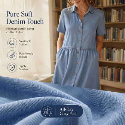 👗Women's Elegant & Casual Denim Shirt Dress – Effortless Everyday Chic ✨