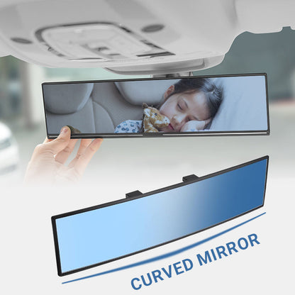 🚗 60% OFF NOW!👀 Wide Car Curved Rear View Mirror – Wide Angle & Blind Spot Reducer – Universal Easy Clip-On 🛡️