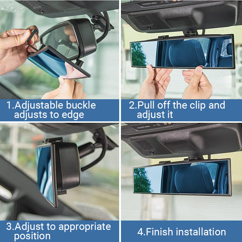 🚗 60% OFF NOW!👀 Wide Car Curved Rear View Mirror – Wide Angle & Blind Spot Reducer – Universal Easy Clip-On 🛡️