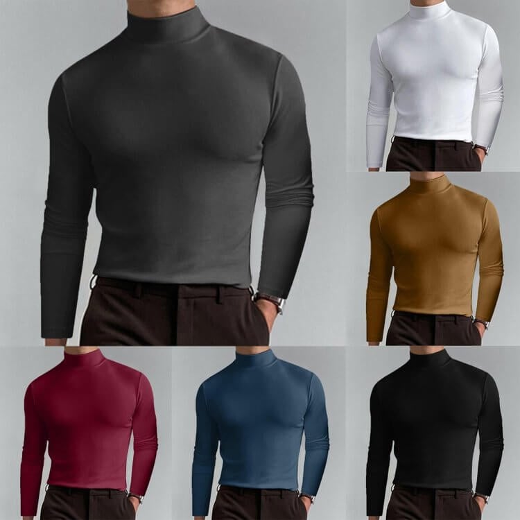 👕 60% OFF NOW! 🔥 Men's High Neck Slim Fit T-Shirt - Stretchy & Breathable for Gym or Casual, Modern Style & Comfort 🏃‍♂️📦