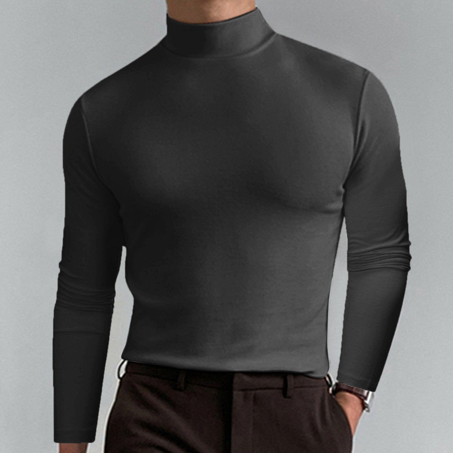 👕 60% OFF NOW! 🔥 Men's High Neck Slim Fit T-Shirt - Stretchy & Breathable for Gym or Casual, Modern Style & Comfort 🏃‍♂️📦