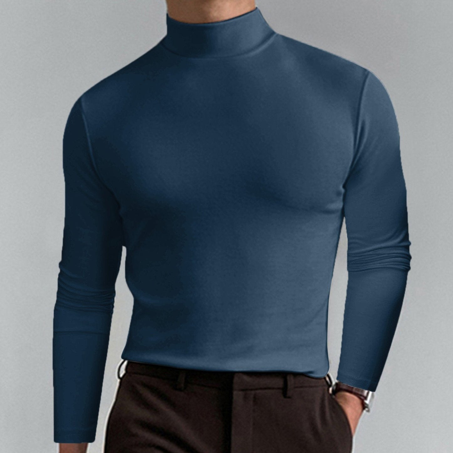 👕 60% OFF NOW! 🔥 Men's High Neck Slim Fit T-Shirt - Stretchy & Breathable for Gym or Casual, Modern Style & Comfort 🏃‍♂️📦