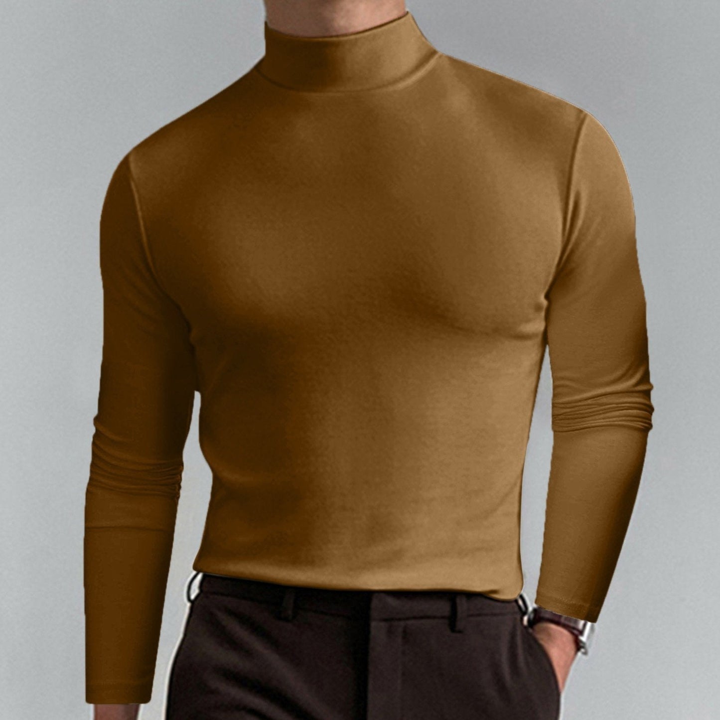 👕 60% OFF NOW! 🔥 Men's High Neck Slim Fit T-Shirt - Stretchy & Breathable for Gym or Casual, Modern Style & Comfort 🏃‍♂️📦