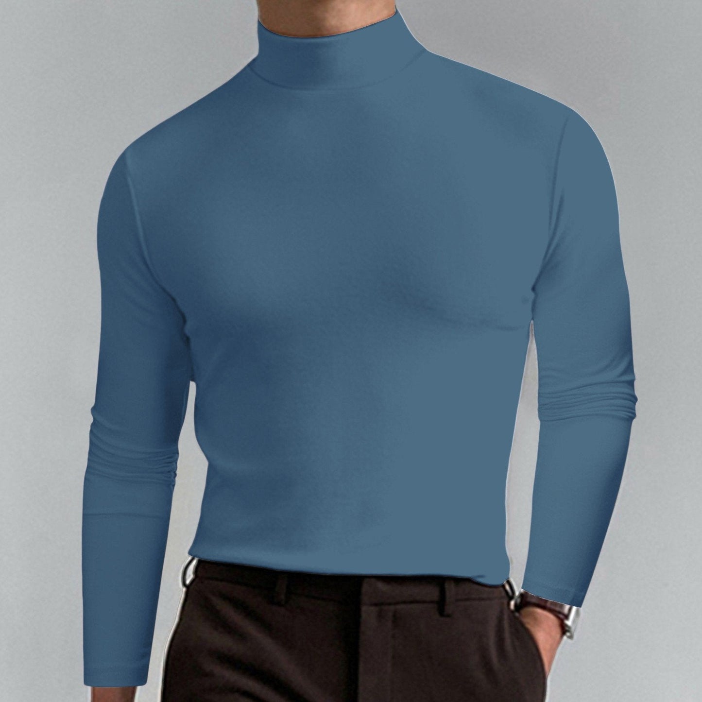 👕 60% OFF NOW! 🔥 Men's High Neck Slim Fit T-Shirt - Stretchy & Breathable for Gym or Casual, Modern Style & Comfort 🏃‍♂️📦