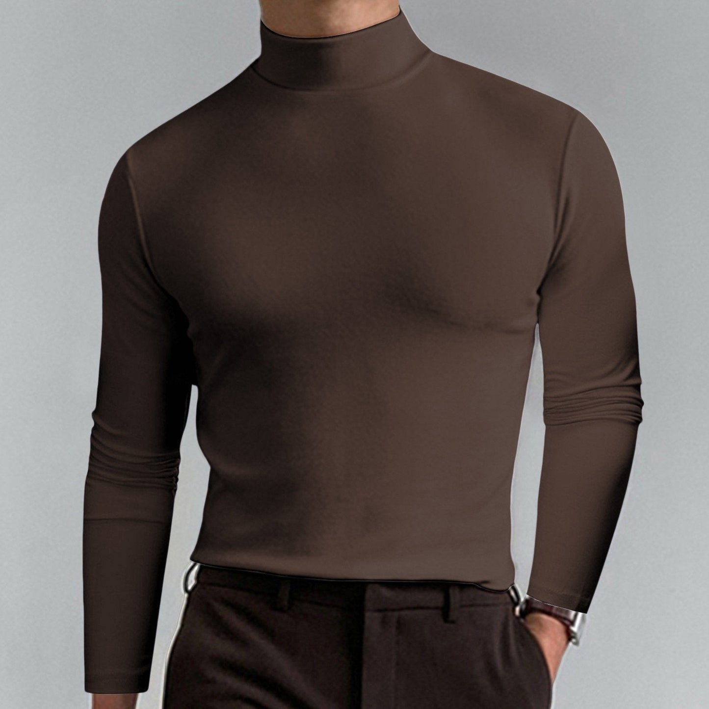 👕 60% OFF NOW! 🔥 Men's High Neck Slim Fit T-Shirt - Stretchy & Breathable for Gym or Casual, Modern Style & Comfort 🏃‍♂️📦