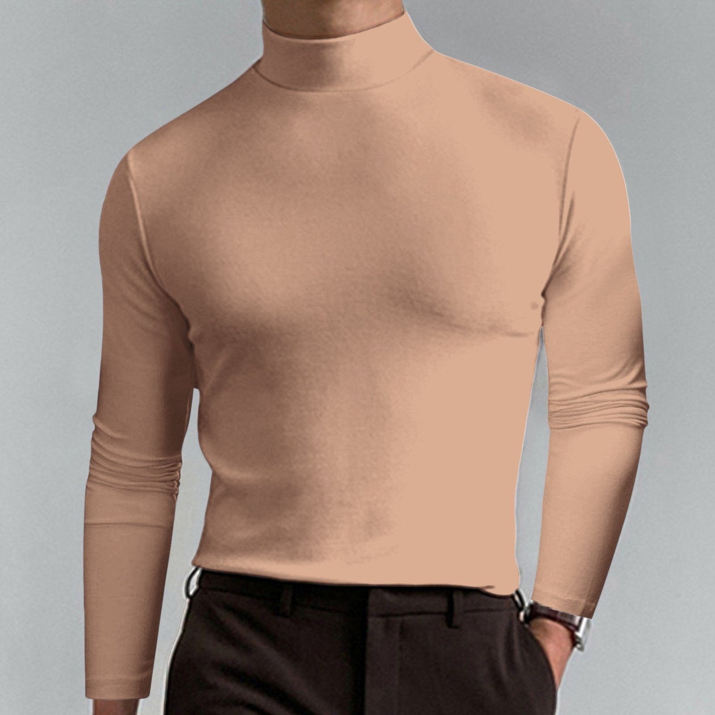 👕 60% OFF NOW! 🔥 Men's High Neck Slim Fit T-Shirt - Stretchy & Breathable for Gym or Casual, Modern Style & Comfort 🏃‍♂️📦