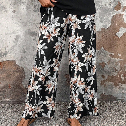 🏆HOT SALE 50% OFF🔥Women's Casual Floral Print Wide Leg Trousers and Short Sleeve Top Set
