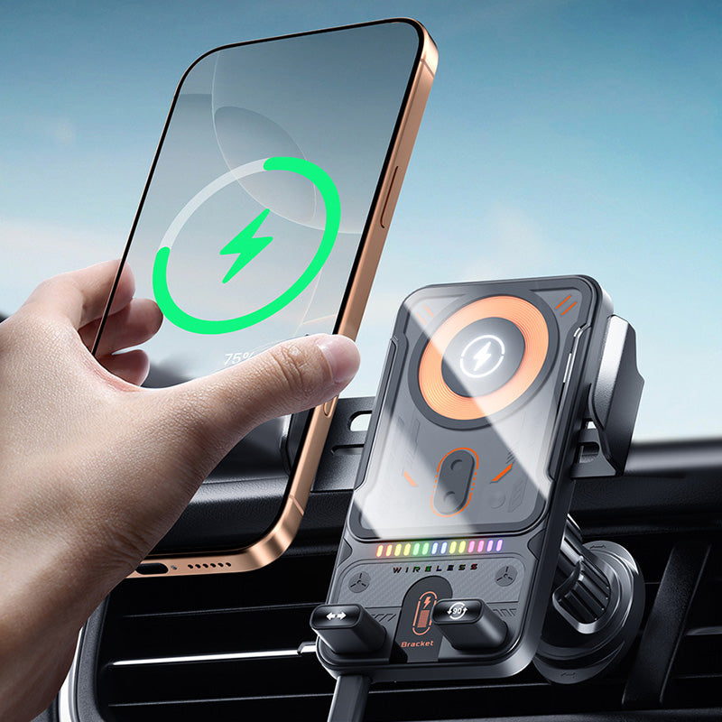 🔥HOT SALE 53% OFF🎁⚡Over 50K Sold! 📱Smart 2-in-1 Car Rotating Mobile Phone Holder & Wireless Charger⚡