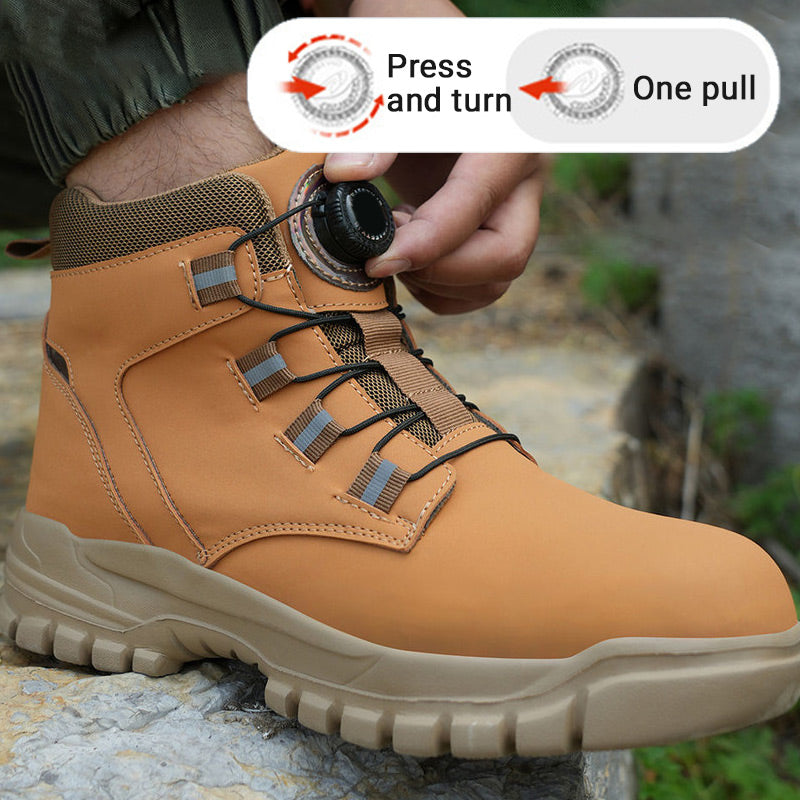 💪 Heavy-Duty Yet Lightweight: Men’s Multifunctional Work Shoes – Steel Toe & Flexible Sole