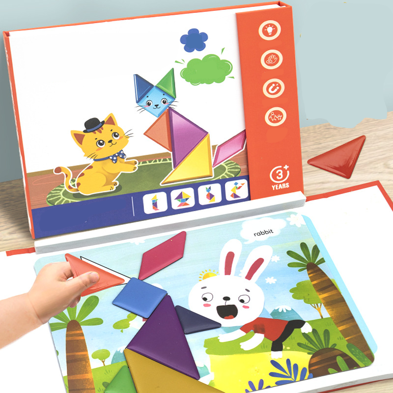 🎁The perfect gift🌟Enhancing children's thinking skills-Children's Magnetic Tangram Puzzle Set