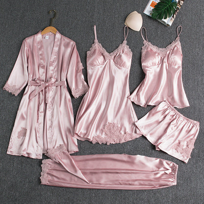 Women's Sexy Lace Trim Sleepwear Five-Piece Sets🚛Free Shipping