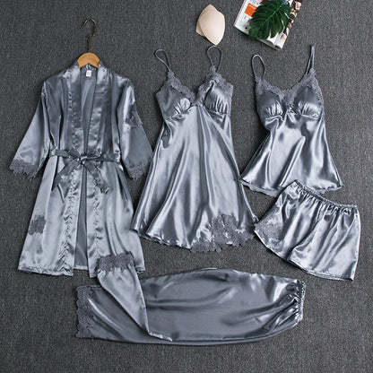 Women's Sexy Lace Trim Sleepwear Five-Piece Sets🚛Free Shipping
