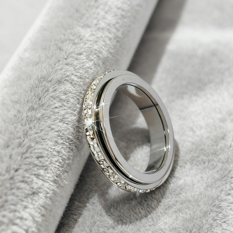 ⏳Christmas Time-Limited Special⏰Titanium Steel Rotatable Spinner Ring with Zirconia