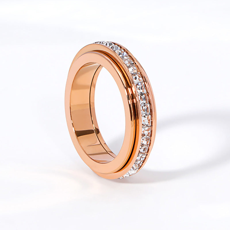 ⏳Christmas Time-Limited Special⏰Titanium Steel Rotatable Spinner Ring with Zirconia