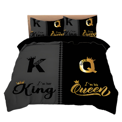 💥50% OFF🔥3-Piece "King & Queen" Couple's Duvet Cover Set-Elegant Design & Premium Comfort✅✨
