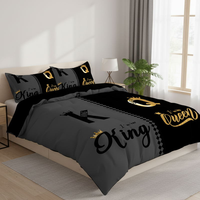 💥50% OFF🔥3-Piece "King & Queen" Couple's Duvet Cover Set-Elegant Design & Premium Comfort✅✨