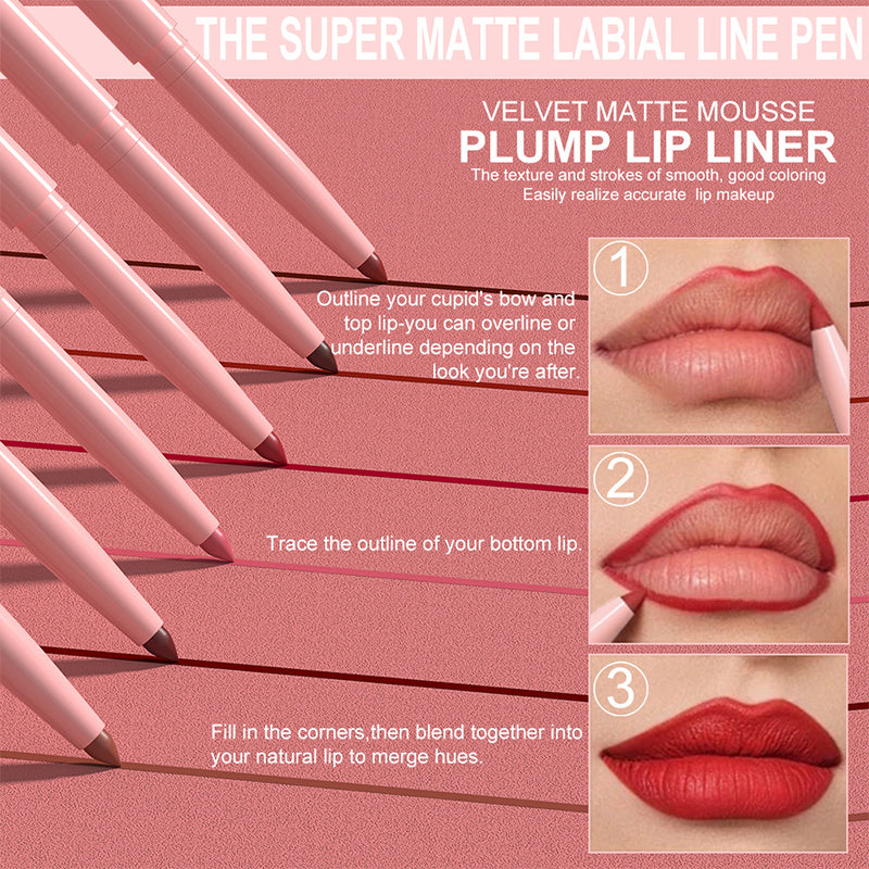 🔥Hot Sale Deals- 12-Color Matte Lipstick & Lip Liner Set (Wood-Cased)– Create Perfectly Defined Lips For Every Look ✨