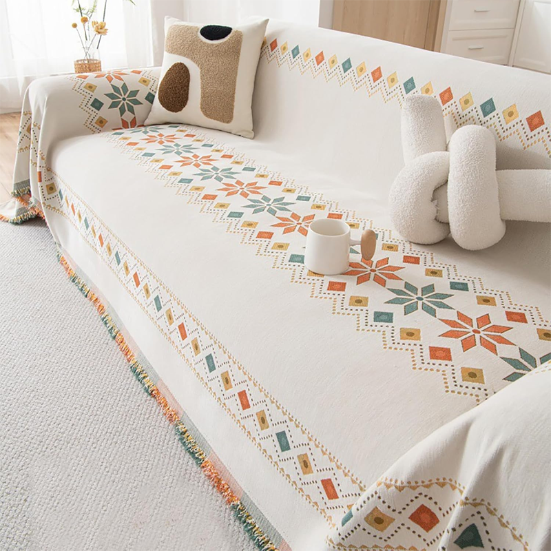 🌟 Hot Sale 50% OFF 🛋️ Bohemian-Style Sofa Cover 💝 Fringe Trim Reversible Design